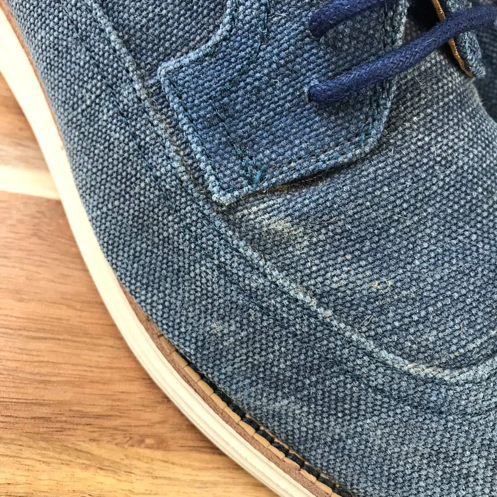 Cole‎ Haan LUNARGRAND Long Wingtip Oxford Mens 10.5M Blue Canvas Shoes